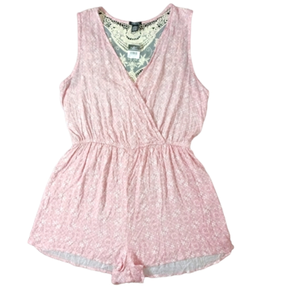 Rue21 Crocheted Lace Back & Crossover front Romper Floral